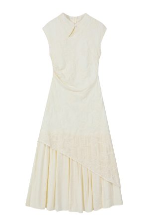 Green Chinese Style Retro Qipao Dress with Heavy Embroidery, Faux Two-Piece Look, Women's National Wind Fashion