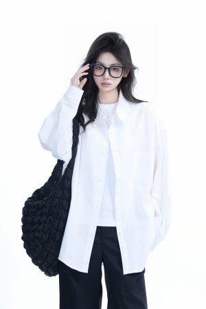 Green Solid Color Long Sleeve Shirt for Women - Sit and Eat Until the Mountains Are Empty Mambo Wind - Spring Loose Fit Fashion Trend