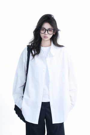 Green Solid Color Long Sleeve Shirt for Women - Sit and Eat Until the Mountains Are Empty Mambo Wind - Spring Loose Fit Fashion Trend