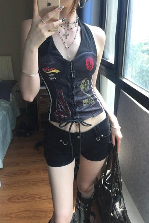 Halter Neck Adjustable Summer Tank Top for Women, Fitted Slimming Design, Sexy 90s-Inspired Style