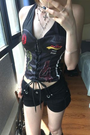 Halter Neck Adjustable Summer Tank Top for Women, Fitted Slimming Design, Sexy 90s-Inspired Style