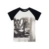 Hand-Painted Black and White Graffiti Raglan Short Sleeve T-Shirt - Casual Streetwear Style