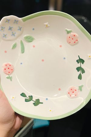 Hand-Painted Ceramic 5-Inch Rice Bowl - Fresh Elegance, Underglaze Color for Vegetables & Fruits, Perfect for Stylish Dining