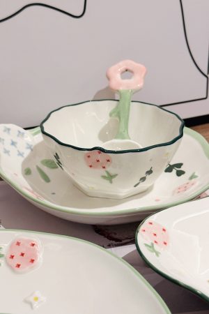 Hand-Painted Ceramic 5-Inch Rice Bowl - Fresh Elegance, Underglaze Color for Vegetables & Fruits, Perfect for Stylish Dining