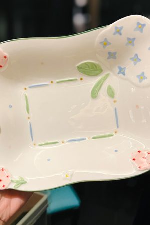 Hand-Painted Ceramic 5-Inch Rice Bowl - Fresh Elegance, Underglaze Color for Vegetables & Fruits, Perfect for Stylish Dining
