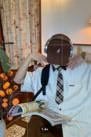 Handmade American Vintage Striped Collar Casual Short Sleeve Shirt for Men and Women, Japanese Style Loose Versatile Top