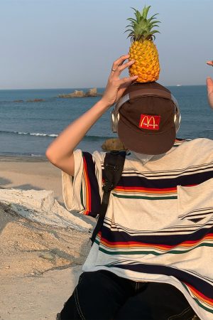 Handmade American Vintage Striped Short Sleeve T-Shirt for Men and Women, Casual Loose Round Neck Top, Summer Essential