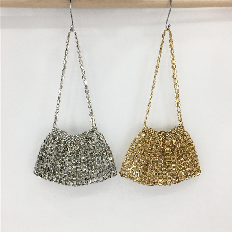 Handmade Beaded Woven Seed Bag - Stylish Bling Shoulder Handbag for Women - Chic Evening Accessory Handmade Beaded Woven Seed Bag - Stylish Bling Shoulder Handbag for Women - Chic Evening Accessory