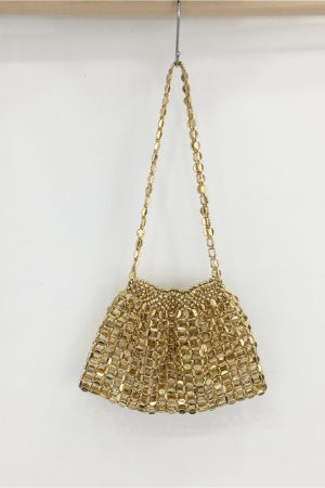 Handmade Beaded Woven Seed Bag - Stylish Bling Shoulder Handbag for Women - Chic Evening Accessory