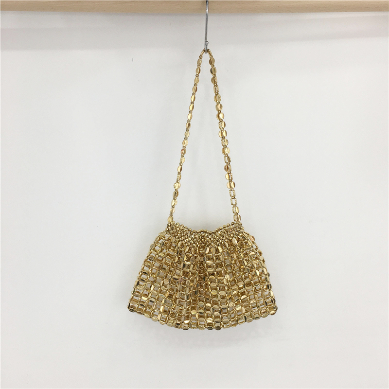 Handmade Beaded Woven Seed Bag - Stylish Bling Shoulder Handbag for Women - Chic Evening Accessory Handmade Beaded Woven Seed Bag - Stylish Bling Shoulder Handbag for Women - Chic Evening Accessory