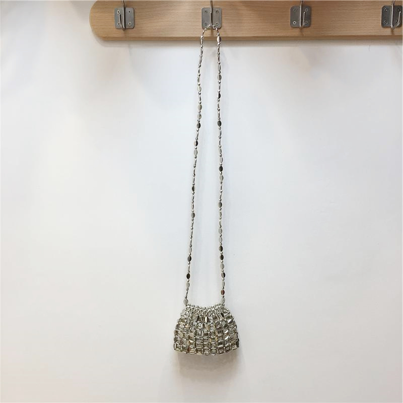 Handmade Beaded Woven Seed Bag - Stylish Bling Shoulder Handbag for Women - Chic Evening Accessory Handmade Beaded Woven Seed Bag - Stylish Bling Shoulder Handbag for Women - Chic Evening Accessory