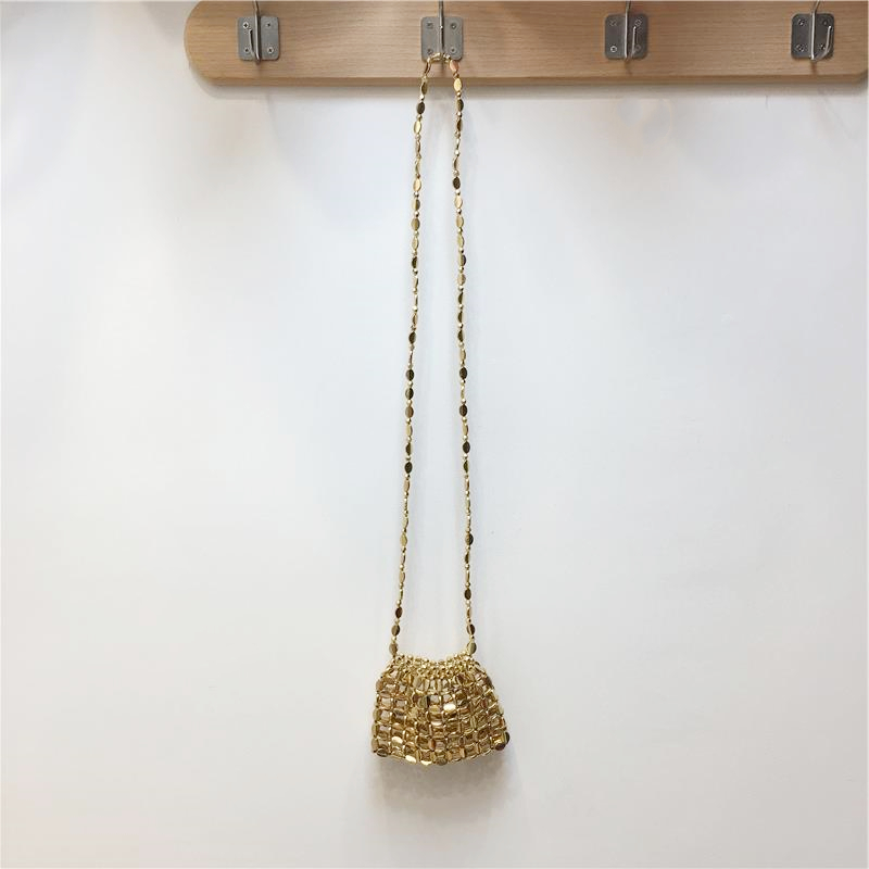 Handmade Beaded Woven Seed Bag - Stylish Bling Shoulder Handbag for Women - Chic Evening Accessory Handmade Beaded Woven Seed Bag - Stylish Bling Shoulder Handbag for Women - Chic Evening Accessory