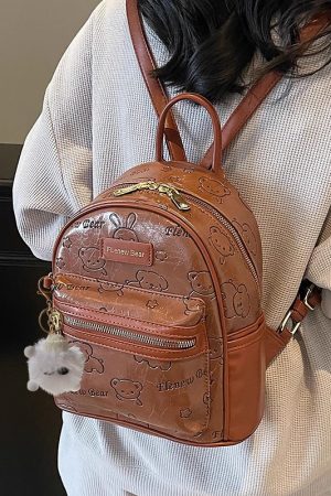 Handmade Cute Embossed Small Backpack for Women - Niche Design Double Shoulder Bag for Trendy Style