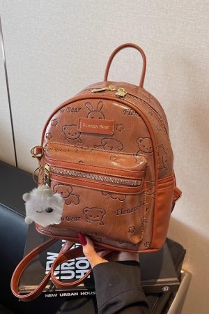 Handmade Cute Embossed Small Backpack for Women - Niche Design Double Shoulder Bag for Trendy Style