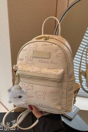 Handmade Cute Embossed Small Backpack for Women - Niche Design Double Shoulder Bag for Trendy Style