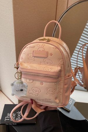 Handmade Cute Embossed Small Backpack for Women - Niche Design Double Shoulder Bag for Trendy Style