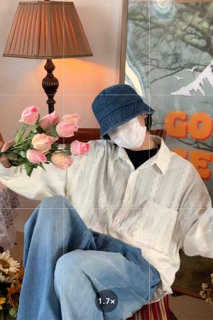 Handmade French Vintage Hollowed Long Sleeve Shirt - Autumn Lazy Style Loose Trendy Top for a Chic 90s-Inspired Look