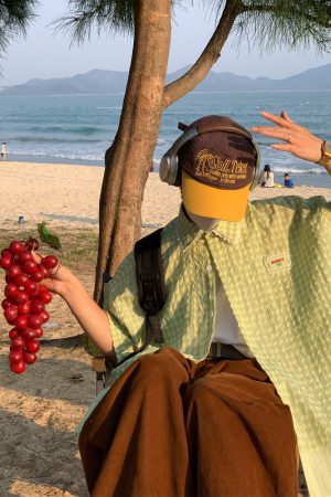 Handmade Japanese Retro Plaid Short Sleeve Shirt with Lace Trim for Women - Summer Loose Puff Sleeve Top