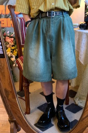 Handmade Washable Denim Wide-Leg Five-Point Shorts - Summer Retro Loose Slim Straight Basic Pants for Y2K Korean Style Fashion