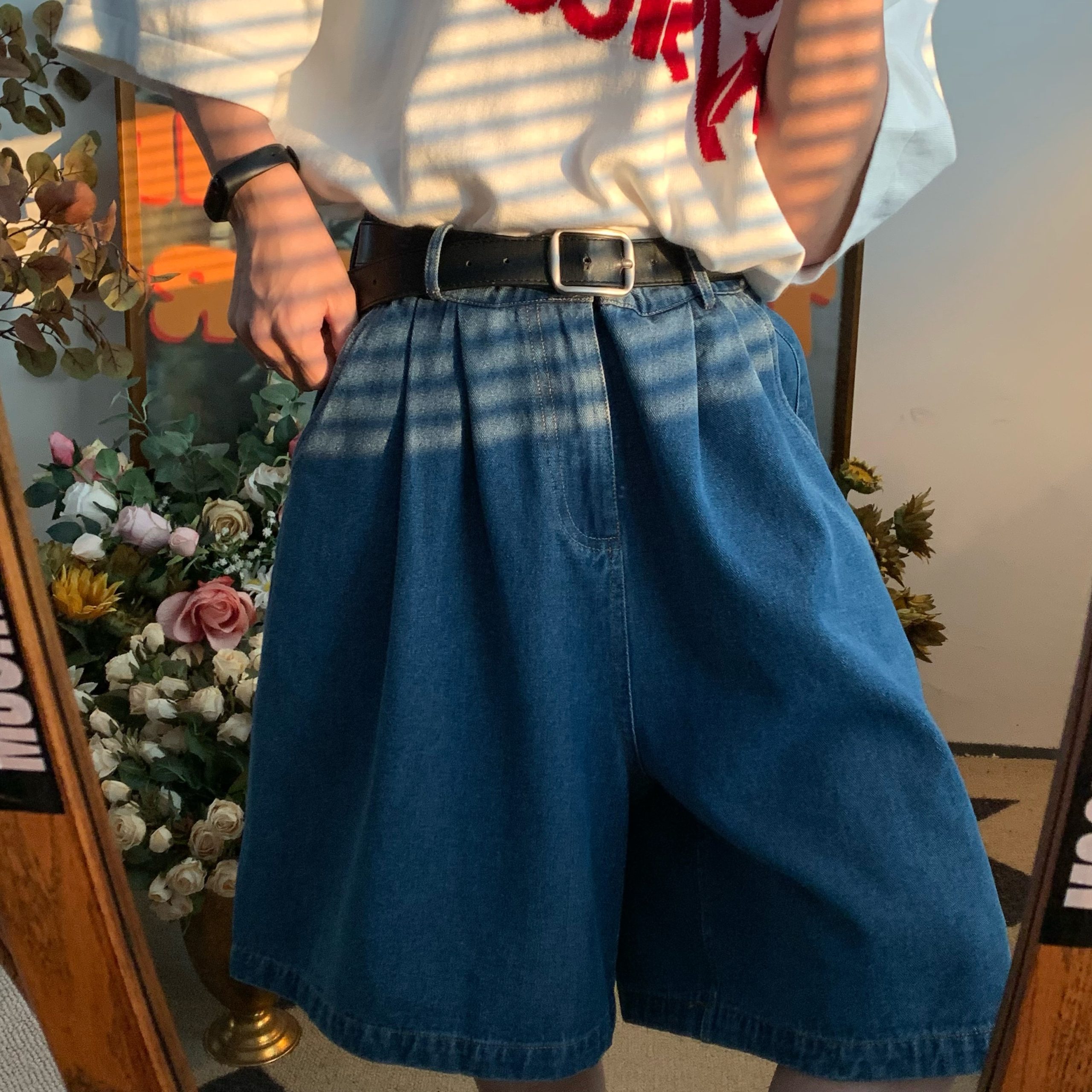 Handmade Washable Denim Wide-Leg Five-Point Shorts - Summer Retro Loose Slim Straight Basic Pants for Y2K Korean Style Fashion Handmade Washable Denim Wide-Leg Five-Point Shorts - Summer Retro Loose Slim Straight Basic Pants for Y2K Korean Style Fashion