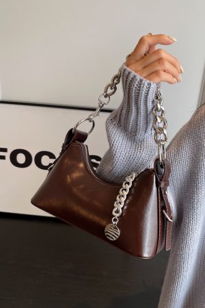 Handmade Women's Textured Chain Crossbody Bag - 2025 New Style Shoulder Underarm Bag for Chic Everyday Wear