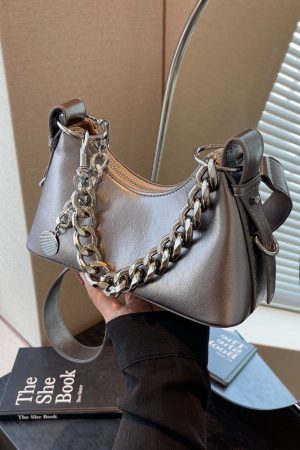 Handmade Women's Textured Chain Crossbody Bag - 2025 New Style Shoulder Underarm Bag for Chic Everyday Wear