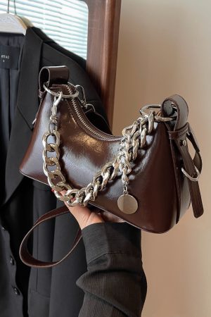 Handmade Women's Textured Chain Crossbody Bag - 2025 New Style Shoulder Underarm Bag for Chic Everyday Wear