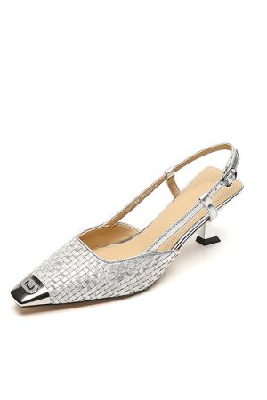 Handmade Woven Backless High Heels - Summer Metal Toe Sandals for Women, Trendy Fashion Footwear