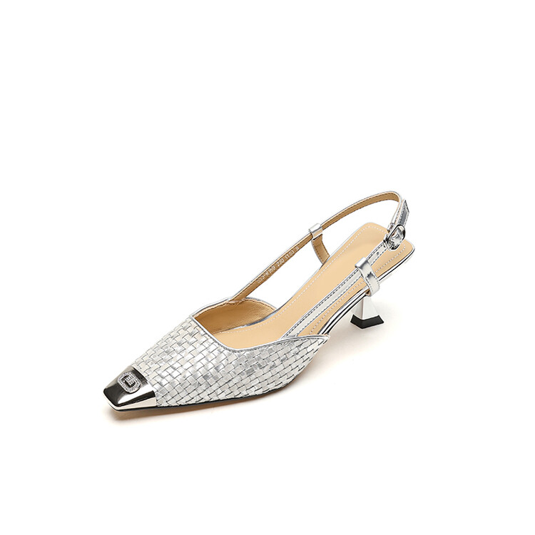 Handmade Woven Backless High Heels - Summer Metal Toe Sandals for Women, Trendy Fashion Footwear Handmade Woven Backless High Heels - Summer Metal Toe Sandals for Women, Trendy Fashion Footwear