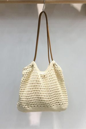 Handmade Woven Tote Bag - Retro Forest Style Cotton Shoulder Bag for Casual Vacations - Literary-Inspired Niche Design