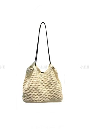 Handmade Woven Tote Bag - Retro Forest Style Cotton Shoulder Bag for Casual Vacations - Literary-Inspired Niche Design