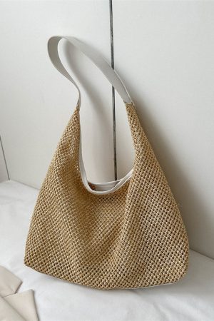 Handwoven Women's Vintage Tote Bag - Trendy Straw Woven Shoulder Bag with Large Capacity for Everyday Use