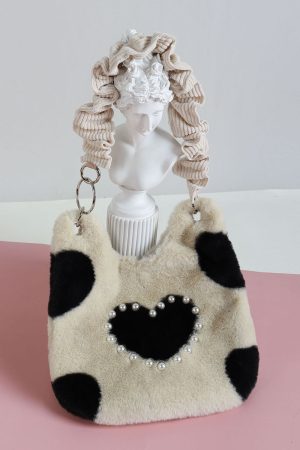Heart-Shaped Plush Tote Bag for Women - Cute Casual Shoulder & Crossbody Bag in Sweet Cool Style for Autumn & Winter