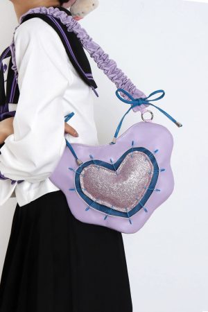 Heart Underarm Bag for JK Students - Sweet Cool Girl Versatile Shoulder Crossbody Lolita Style Fashion Bag