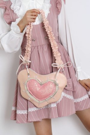 Heart Underarm Bag for JK Students - Sweet Cool Girl Versatile Shoulder Crossbody Lolita Style Fashion Bag