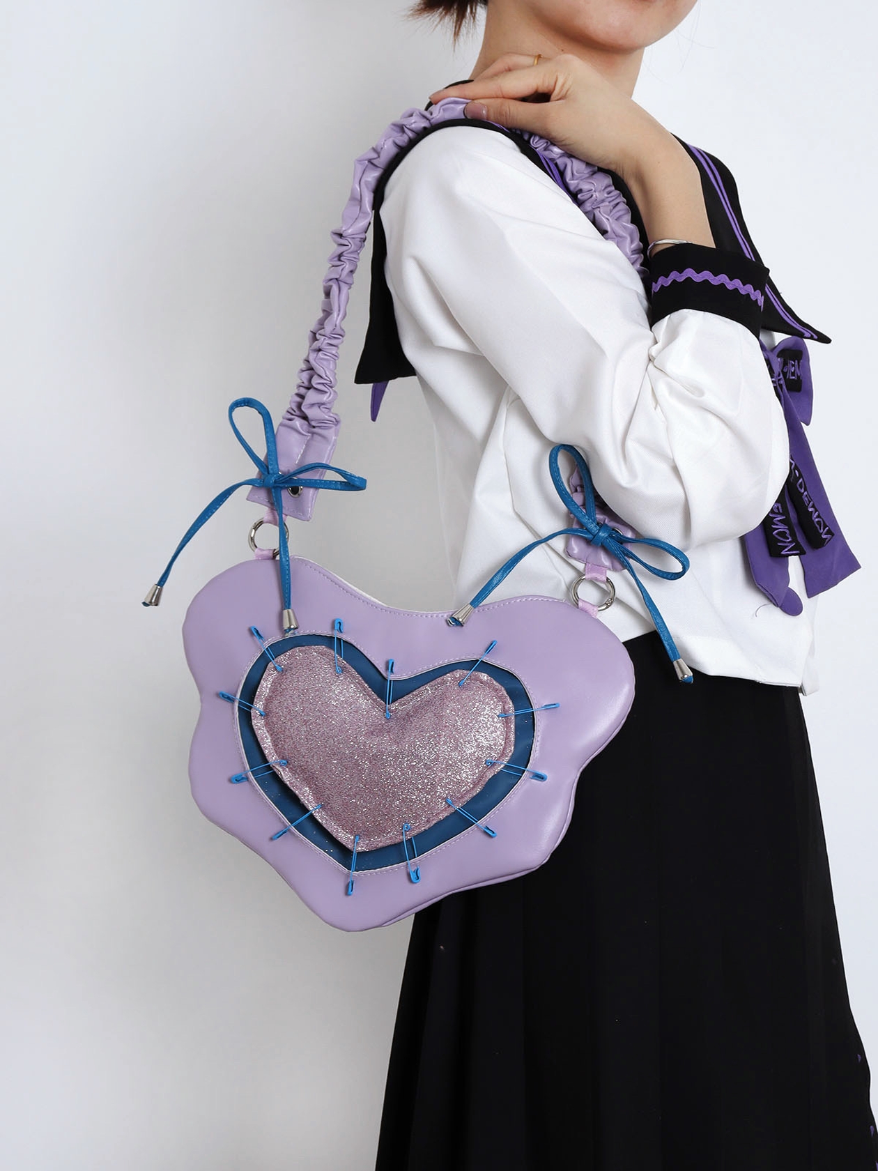 Heart Underarm Bag for JK Students - Sweet Cool Girl Versatile Shoulder Crossbody Lolita Style Fashion Bag Heart Underarm Bag for JK Students - Sweet Cool Girl Versatile Shoulder Crossbody Lolita Style Fashion Bag