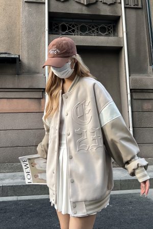 Heartbeat Signal Hip-Hop Letter Woolen Spliced Baseball Jacket for Men and Women - Loose Couples Outerwear, Y2K Style