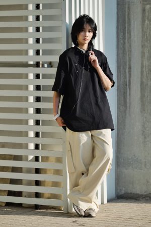 Heavy-Duty Embroidered Short Sleeve T-Shirt for Men - Simple Versatile Japanese Style Top for Spring and Summer Fashion