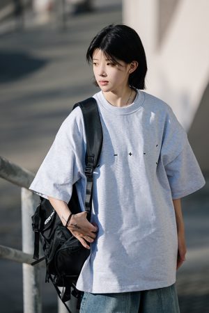 Heavy-Duty Embroidered Short Sleeve T-Shirt for Men - Simple Versatile Japanese Style Top for Spring and Summer Fashion