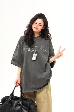 Heavyweight American Vintage Wash Short Sleeve T-Shirt for Men and Women, Loose Fit, Versatile Couple Top, Retro Style Fashion