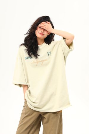 Heavyweight American Vintage Wash Short Sleeve T-Shirt for Men and Women, Loose Fit, Versatile Couple Top, Retro Style Fashion