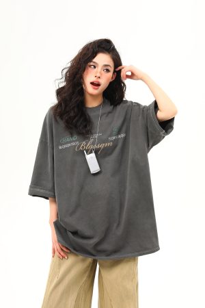 Heavyweight American Vintage Wash Short Sleeve T-Shirt for Men and Women, Loose Fit, Versatile Couple Top, Retro Style Fashion