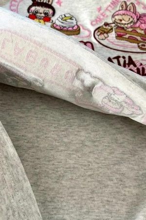 Heavyweight Embroidered Cartoon T-Shirt for Women - Cute Short Sleeve Summer Top in Gray - Age-Reducing Pure Cotton, 2025 Fashion