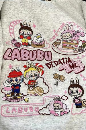 Heavyweight Embroidered Cartoon T-Shirt for Women - Cute Short Sleeve Summer Top in Gray - Age-Reducing Pure Cotton, 2025 Fashion