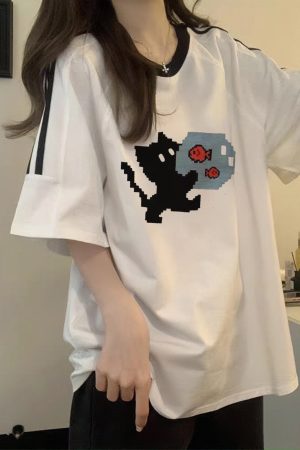 Heavyweight Pure Cotton White Short-Sleeve T-Shirt for Girls with Three Stripes and Spliced Design - Summer Raglan Top for Juniors