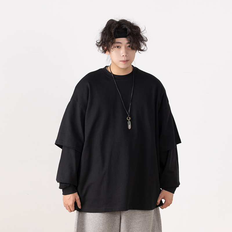 Heavyweight Two-Piece Long Sleeve T-Shirt for Men - Regular Fit Casual Base Layer Top for Spring and Autumn Fashion Heavyweight Two-Piece Long Sleeve T-Shirt for Men - Regular Fit Casual Base Layer Top for Spring and Autumn Fashion