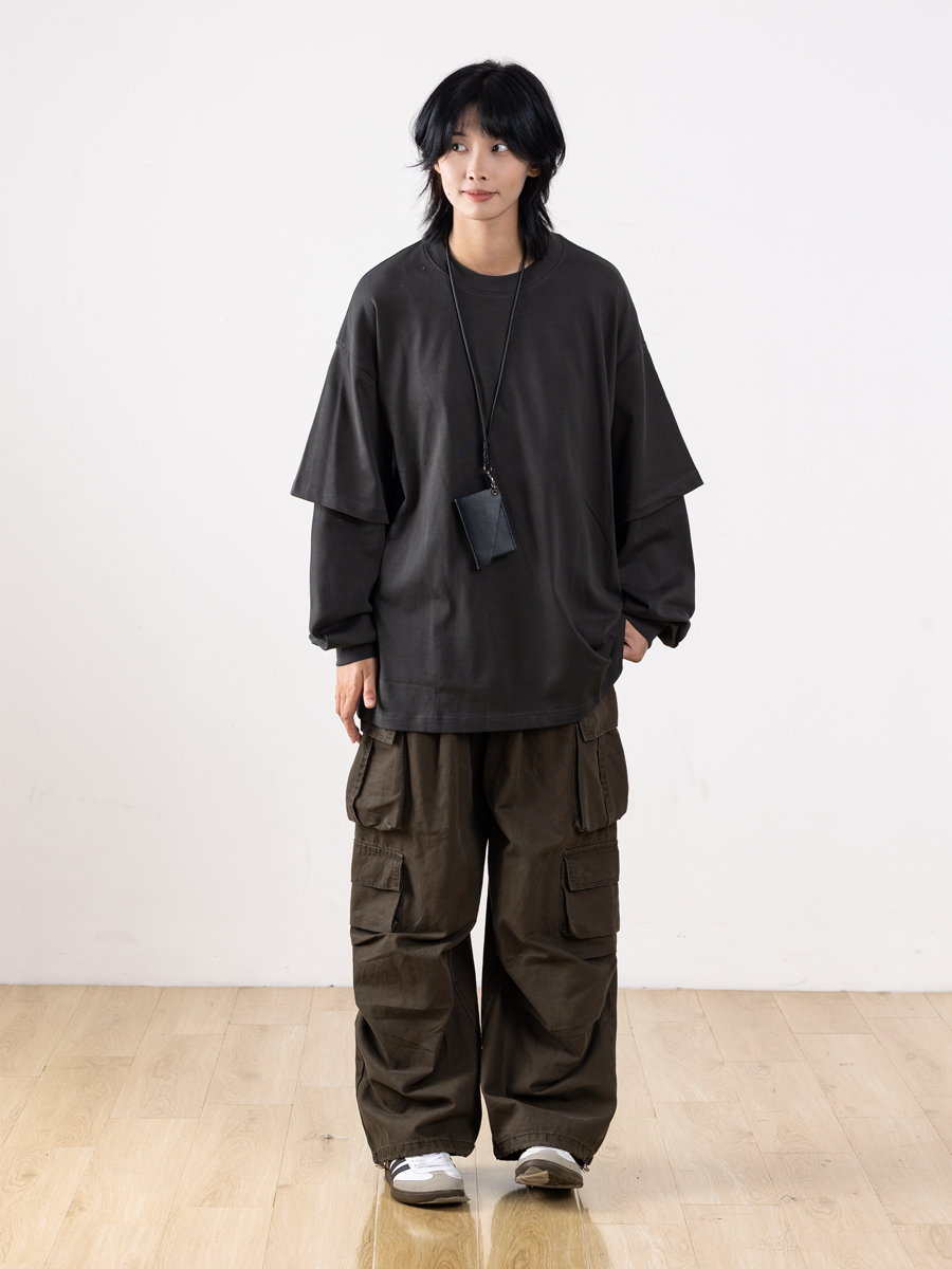 Heavyweight Two-Piece Long Sleeve T-Shirt for Men - Regular Fit Casual Base Layer Top for Spring and Autumn Fashion Heavyweight Two-Piece Long Sleeve T-Shirt for Men - Regular Fit Casual Base Layer Top for Spring and Autumn Fashion