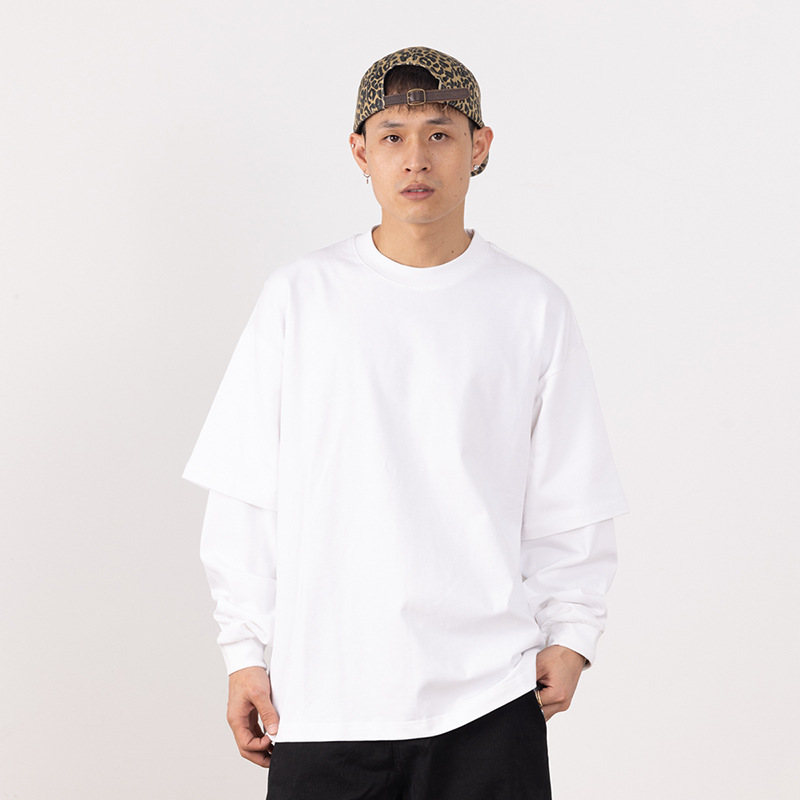 Heavyweight Two-Piece Long Sleeve T-Shirt for Men - Regular Fit Casual Base Layer Top for Spring and Autumn Fashion Heavyweight Two-Piece Long Sleeve T-Shirt for Men - Regular Fit Casual Base Layer Top for Spring and Autumn Fashion