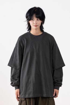 Heavyweight Two-Piece Long Sleeve T-Shirt for Men - Regular Fit Casual Base Layer Top for Spring and Autumn Fashion