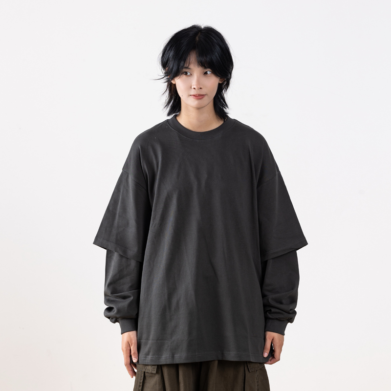 Heavyweight Two-Piece Long Sleeve T-Shirt for Men - Regular Fit Casual Base Layer Top for Spring and Autumn Fashion Heavyweight Two-Piece Long Sleeve T-Shirt for Men - Regular Fit Casual Base Layer Top for Spring and Autumn Fashion